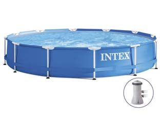 Piscina Metal Frame Rotonda C/Telaio Portante C/Pompa Cm.366X76H. Capacitãe Lt.6503 Peso Kg.25,2 (28212) Intex