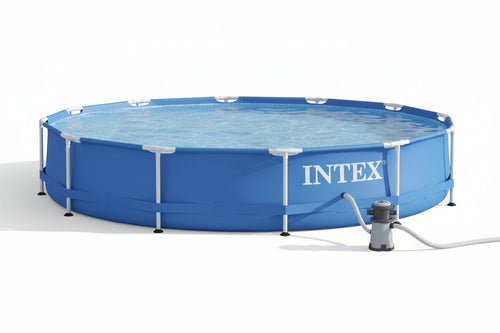 Piscina Metal Frame Rotonda C/Telaio Portante C/Pompa Cm.366X76H. Capacitãe Lt.6503 Peso Kg.25,2 (28212) Intex