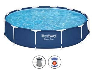 Piscina Steel Pro Tonda Con Telaio Portante Cm.366X76H. Kg.22,7 Lt.6.473 Filtro Cartuccia (Art.56681) Bestway