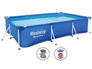 Piscina Steel Pro Rettangolare Telaio Portante Cm.300X201X66H. Kg.20,1 Lt.3.300 Filtro Cartuccia (Art.56411) Bestway