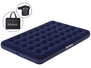 Materasso Gonf. Airbed Blu Floccato Matrimoniale Con Pompa Elettrica Cm.191X137X22H. (Art.67287) Bestway