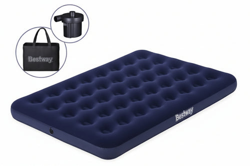 Materasso Gonf. Airbed Blu Floccato Matrimoniale Con Pompa Elettrica Cm.191X137X22H. (Art.67287) Bestway