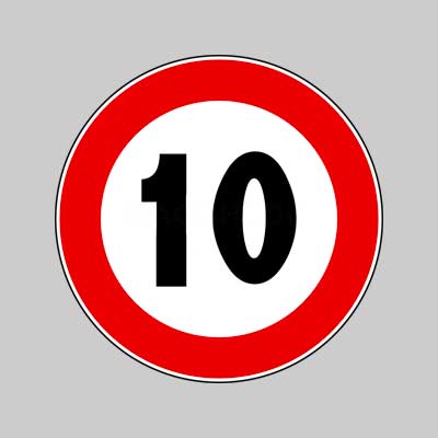 Segnale Stradale Fig. 50 'Limite Massimo Di Velocita'' 10 Km/H - Ø 60 Cm