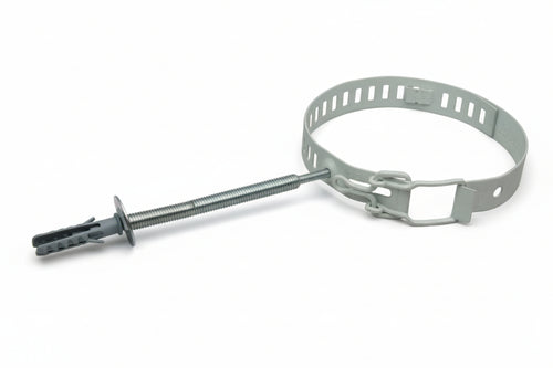 Collari Fermatubo Per Stufe Smaltato Bianco- - Ø Cm.10/15 Regolabile, Con Tassello Ø Mm.8X40 - 10 Pezzi