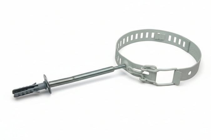 Collari Fermatubo Per Stufe Smaltato Bianco- - Ø Cm.10/15 Regolabile, Con Tassello Ø Mm.8X40 - 10 Pezzi