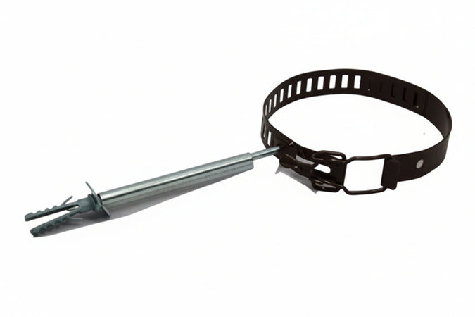 Collari Fermatubo Per Stufe Smaltato Marrone- - Ø Cm.8/14 Regolabile Con Tassello Ø Mm.8X40 - 10 Pezzi