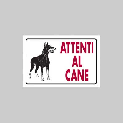 Cartello 'Attenti Al Cane' 20X30 Cm - 10 Pezzi