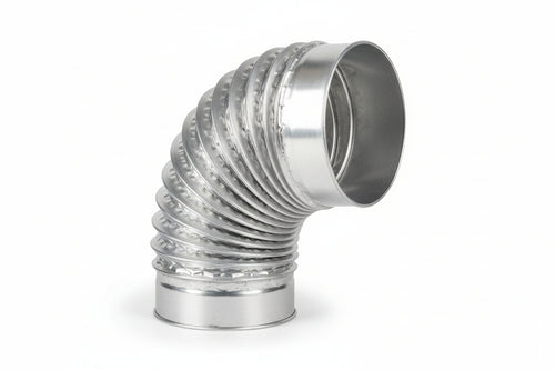 Gomito 90 ° Porcellanato Per Stufe A Legna Bianco Ala Smalto Classic Ee ¸ Mm.130 Ala