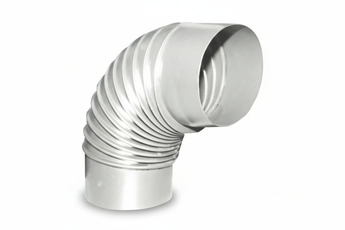 Gomito 90 ° Porcellanato Per Stufe A Legna Bianco Ala Smalto Classic Ee ¸ Mm.150 Ala