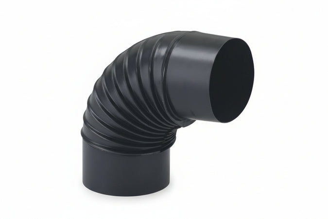 Gomito 90 ° Porcellanato Stufe A Legna Nero Opaco Ala Smalto Classic Ee ¸ Mm.80 Ala