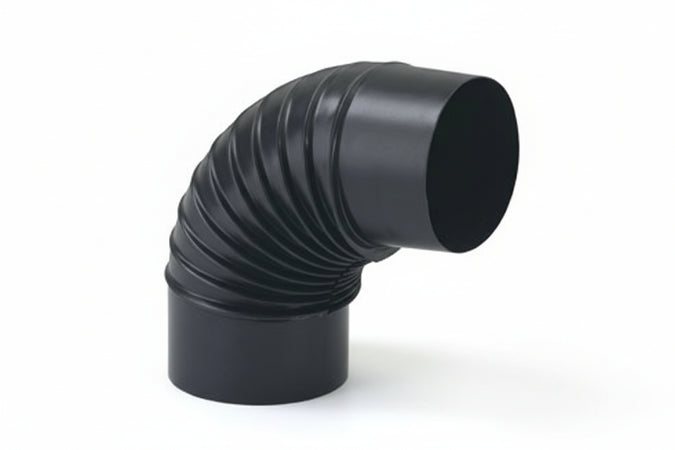 Gomito 90 ° Porcellanato Stufe A Legna Nero Opaco Ala Smalto Classic Ee ¸ Mm.150 Ala
