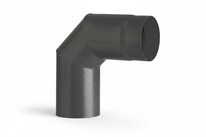 Gomito 90 ° Porcellanato Per Stufe A Legna Nero Opaco Ala Smalto Top Ee ¸ Mm.150 Ala