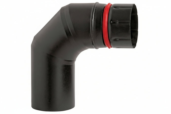 Gomito 90 ° Porcellanato Per Stufe A Pellet Nero Opaco Ala Pellet Eco Ee ¸ Mm.100 Ala