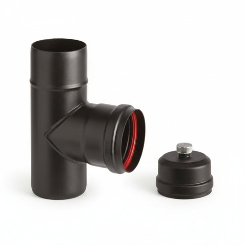 Raccordo A T M/F Per Stufe A Pellet Nero Opaco Ala Pellet Aeternum M/F Ø Mm.100 Ala