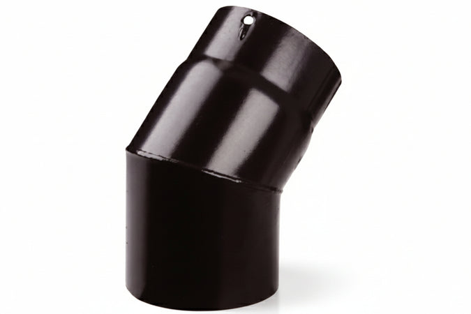 Gomito 45 ° Porcellanato Per Stufe A Legna Nero Opaco Pesante Mm.12 Ee ¸ Cm.15 Save