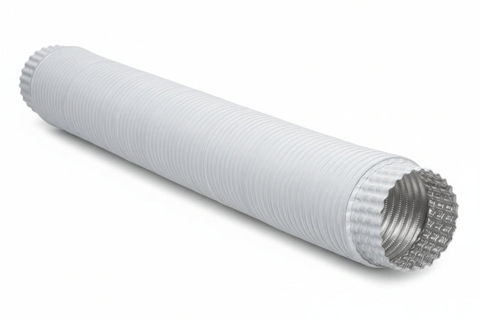 Tubi Flessibili Ed Estensibili In Alluminio Colore Bianco M/F- - Ø Cm.12 - 6 Pezzi