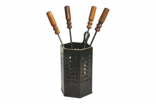 Set Attrezzi Da Camino Con Secchiello Esagonale Cm.50H. (669A) Mille