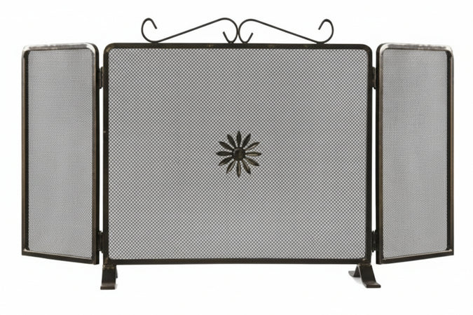 Parascintille Due Ante Decoro Fiore Per Camino Cm.80X50H. (677D) Mille