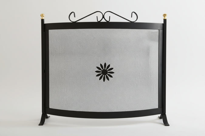 Parascintille Curvo Con Decoro Per Camino Cm.60X65H.