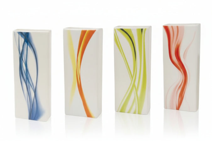 Umidificatore Ceramica Rettangolare Con Decoro Floreale- - Mm 75X38X190H. - Blu - 12 Pezzi Xtra