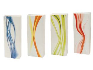 Umidificatore Ceramica Rettangolare Con Decoro Floreale- - Mm 75X38X190H. - Giallo - 12 Pezzi Xtra