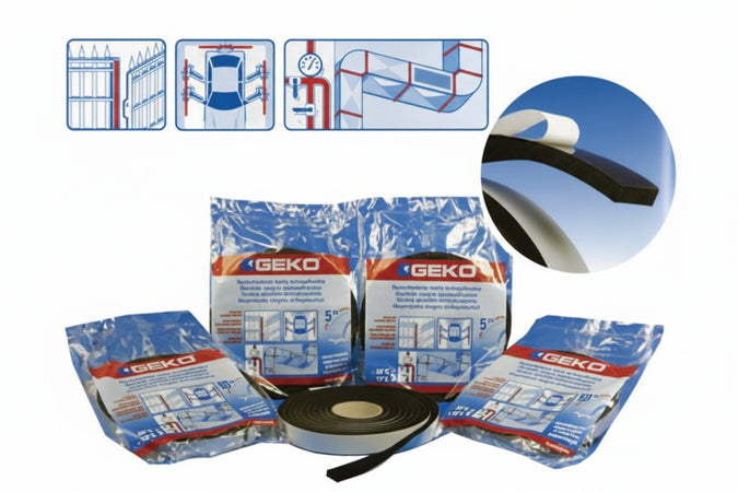 Parafreddo Guarnizione Espansa Adesiva Muss- - Mm.15H. Spessore Mm.5 Rotolo Da Mt.10 - 5 Pezzi Geko
