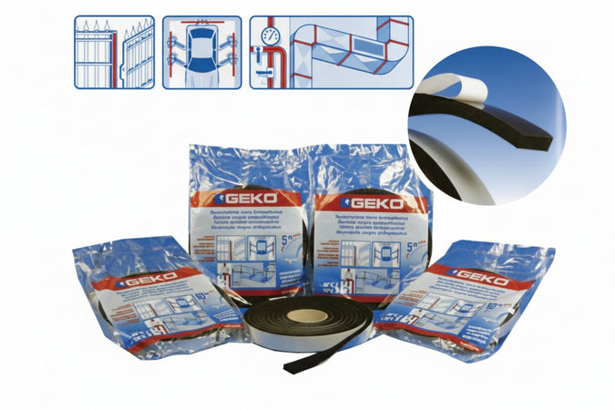 Parafreddo Guarnizione Espansa Adesiva Muss- - Mm.30H. Spessore Mm.5 Rotolo Da Mt.10 - 4 Pezzi Geko