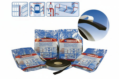 Parafreddo Guarnizione Espansa Adesiva Muss- - Mm.15H. Spessore Mm.10 Rotolo Da Mt.5 - 5 Pezzi Geko