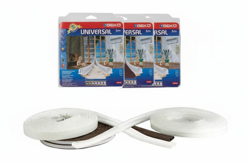 Parafreddo In Silicone Profilo Tubolare- - Mm.9H. Spess.Da Mm.1 A 7 Rotolo Mt.6 Bianco - 3 Pezzi Geko