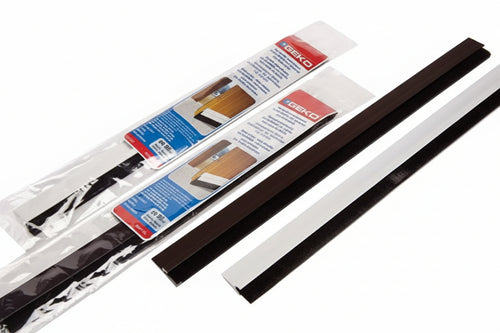 Parafreddo Adesivo In Alluminio Per Porte Con Spazzolino- - Cm.100 Colore Bianco - 2 Pezzi Geko