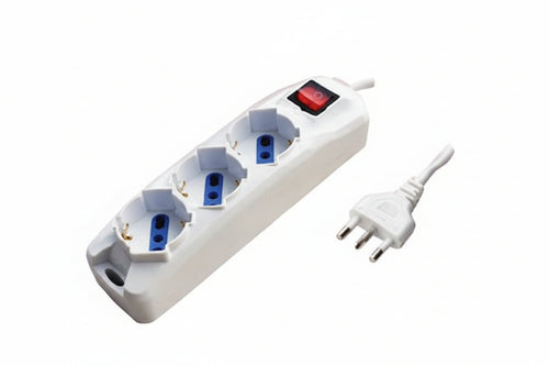 Multipresa 3 Posti Con Schuko E Con Interruttore- - Colore Bianco - 1 Blister Syntesy