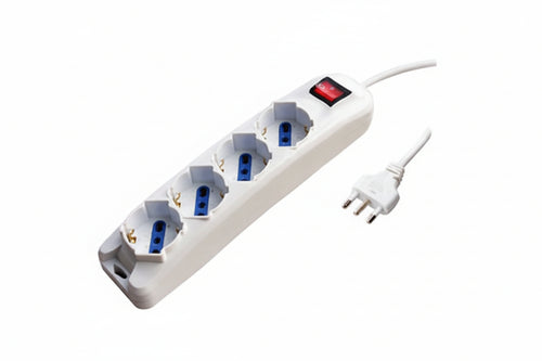 Multipresa 4 Posti Con Schuko E Con Interruttore- - Colore Bianco - 2 Blister Syntesy
