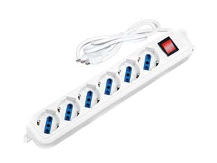 Multipresa Lineare 6 Posti Con Schuko E Con Interruttore - 2 Pezzi Syntesy