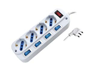 Multipresa 4 Posti Con Schuko Con Interruttore Generale + 4 Bipasso Syntesy