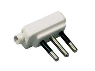 Spina Piatta Mini 2 P+T Bianca- - 10A - 25 Pezzi