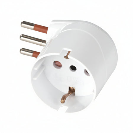 Adattatore Salvaspazio Schuko 90Â° 2P+T Bianco- - 10A - 5 Pezzi