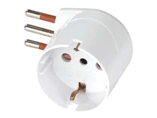 Adattatore Salvaspazio Schuko 90 ° 2P+T Bianco- - 16A - 5 Pezzi