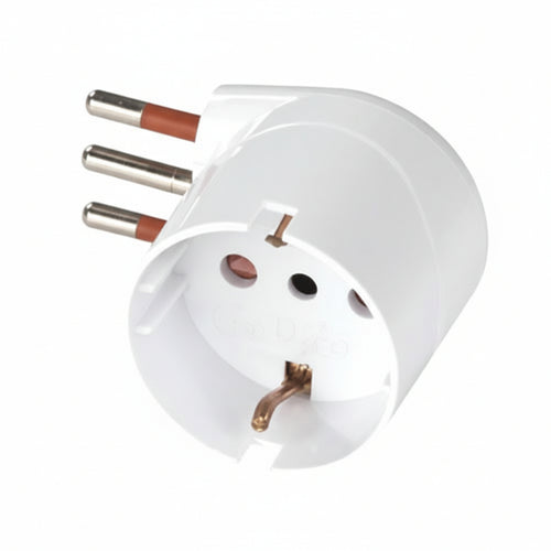 Adattatore Salvaspazio Schuko 90 ° 2P+T Bianco- - 16A - 5 Pezzi