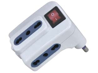 Adattatore Triplo Con Interruttore Bianco- - Spina 16A Colore Bianco - 5 Pezzi Syntesy