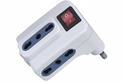 Adattatore Triplo Con Interruttore Bianco- - Spina 16A Colore Bianco - 5 Pezzi Syntesy