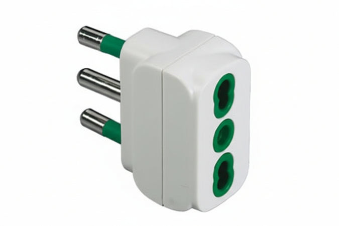 Adattatore 2 Poli + Terra Bipasso Bianco- - Bianco 82110 - 5 Pezzi Fanton