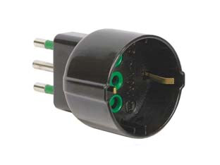 Adattatore Schuko 2 Poli + Terra 10A Nero- - Nero 82121 - 5 Pezzi Fanton