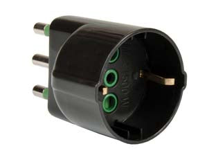 Adattatore Schuko 2 Poli + Terra 16A Nero- - Nero 82131 - 5 Pezzi Fanton