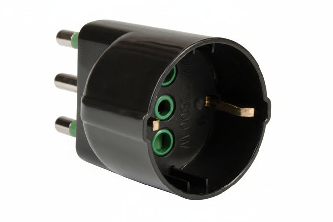 Adattatore Schuko 2 Poli + Terra 16A Nero- - Nero 82131 - 5 Pezzi Fanton