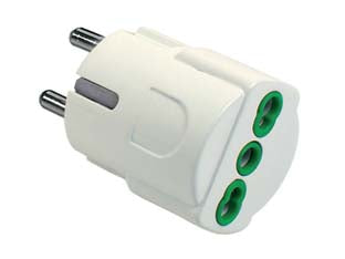 Adattatore Schuko 2 Poli + Terra Bipasso 10/16A Bianco- - Bianco 81090 - 5 Pezzi Fanton