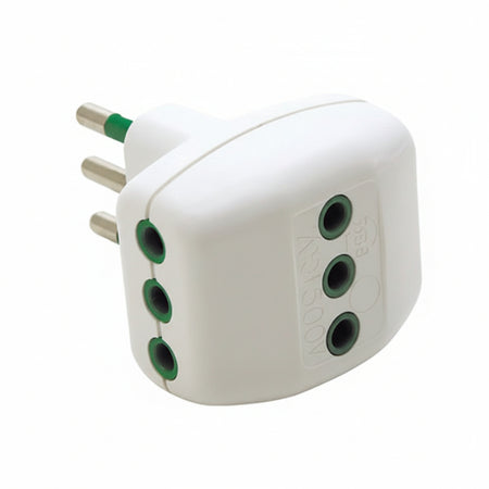 Adattatore Triplo 2 Poli + Terra 10A Bianco- - Bianco 82200 - 5 Pezzi Fanton