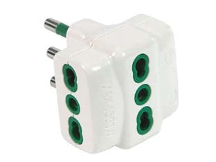 Adattatore Triplo Bipasso 2 Poli + Terra 16A Bianco Linea Garanti- - Bianco 82620-E - 10 Pezzi Fanton
