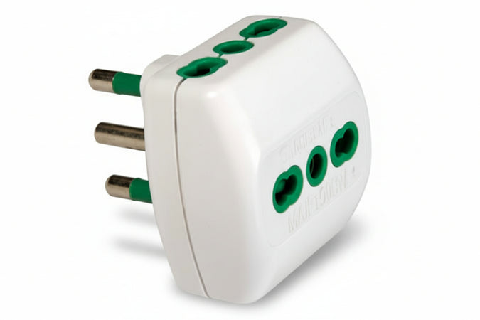 Adattatore Triplo 2 Poli + Terra 16A Bianco- - Bianco 82180 - 5 Pezzi Fanton