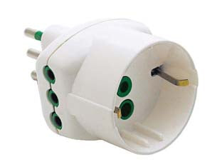 Adattatore Triplo 2 Poli + Terra Schuko Bianco- - Bianco 82210 - 5 Pezzi Fanton