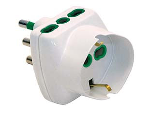 Adattatore Triplo 2 Poli + Terra Schuko Bipasso Bianco- - Bianco 82240 - 5 Pezzi Fanton